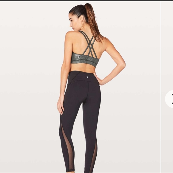 Lululemon Energy Bra Luminosity Foil Print Black Silver - Picture 2 of 8